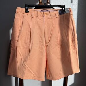 NWT Hunt Club Men’s Pleated Cotton Shorts Peach Size 34 Classic Casual Golf